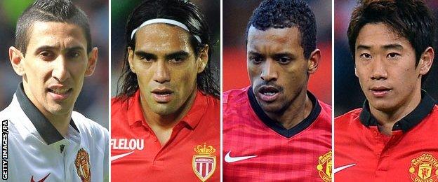 Angel di Maria, Radamel Falcao, Luis Nani and Shinji Kagawa