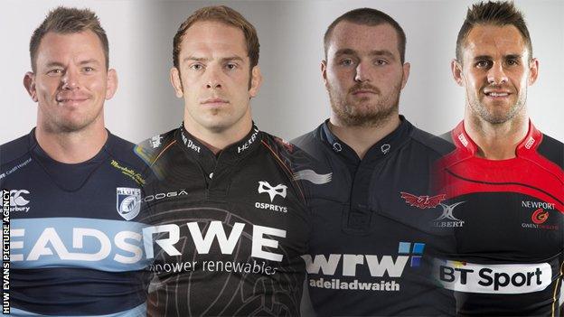 Matt Rees, Alun Wyn Jones, Ken Owens and Lee Byrne