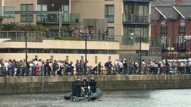 Crowds at Cardiff Docks