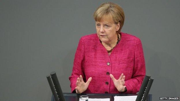 Angela Merkel addressing the Bundestag