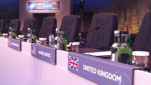 The conference room where Nato leaders will discuss issues is ready