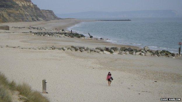 Storm damaged groynes