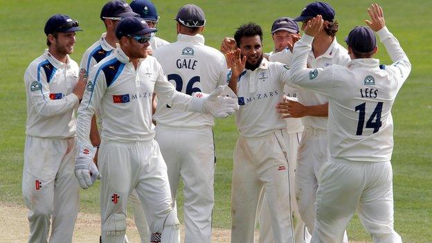 Adil Rashid takes a wicket