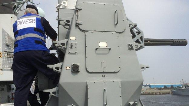 Crew on board HMS Duncan