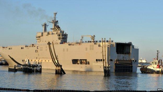 Vladivostok helicopter carrier in French port of St Nazaire - 5 March