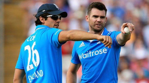 England captain Alastair Cook and pace bowler James Anderson