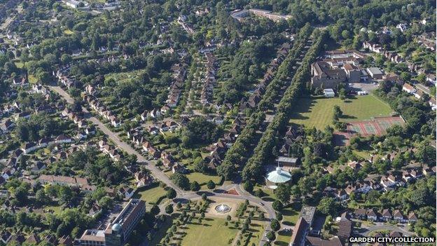 Letchworth garden City as seen from overhead