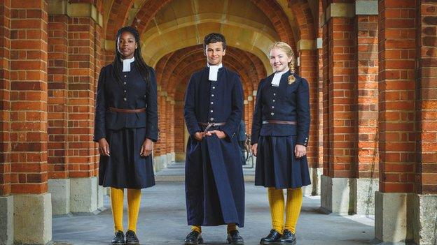 Children in the Christ's Hospital uniform today