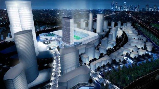 Artist's impression of the plans for stadium and regeneration