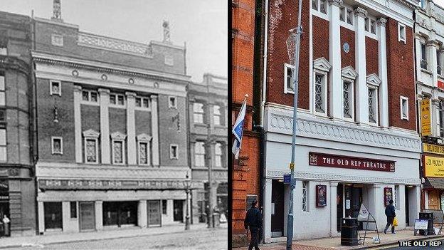 The Old Rep in 1918 and present day