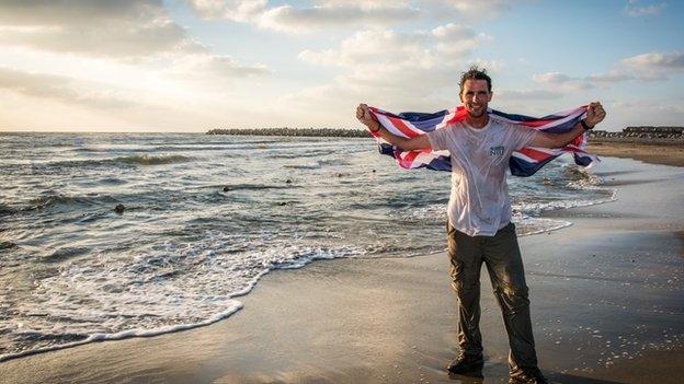 Levison Wood arriving at Mediterranean in Egypt