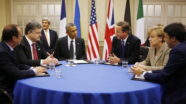 Western leaders meet Ukrainian President Petro Poroshenko in Newport (4 September 2014)