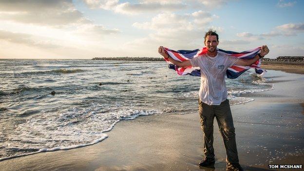 Levison Wood arriving at Mediterranean in Egypt