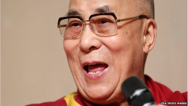 The Dalai Lama speaking at an event in Hamburg, Germany, on 23 August 2014