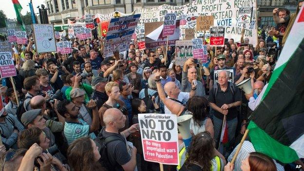 A rally has taken place among protesters in Cardiff