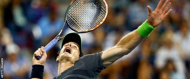 Andy Murray in action against Novak Djokovic in the US Open