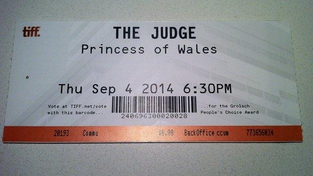 Ticket for a performance of The Judge