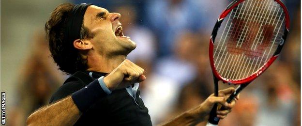 Roger Federer of Switzerland celebrates