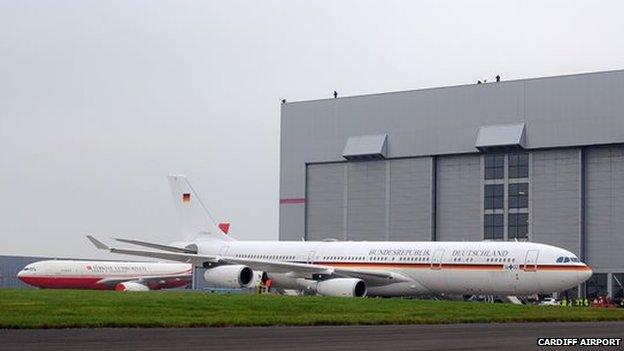 World leaders' planes at Cardiff Airport