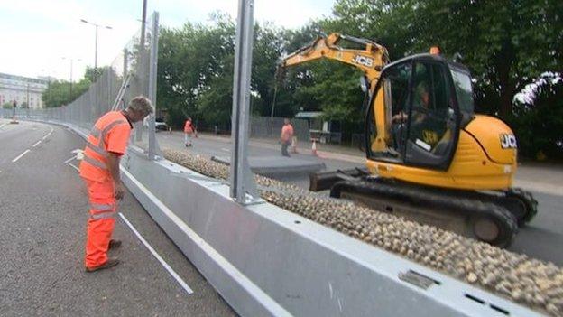 fences being removed in Cardiff city centre