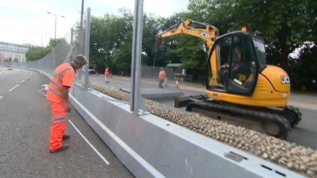 Security fences being removed on Friday afternoon