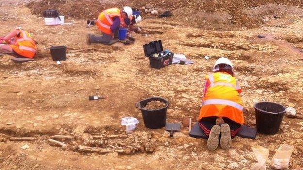 Archaeologists at dig on Midland Road, Peterborough