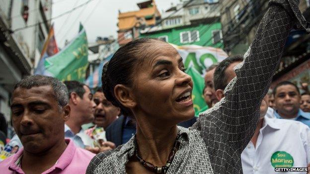 Brazilian presidential candidate Marina Silva of Brazilian Socialist Party campaigning in Rio de Janeiro, Brazil, on August 30, 2014