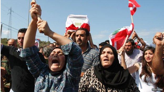 Funeral of Lebanese soldier kidnapped and killed by IS militants in Arsal (03/09/14)