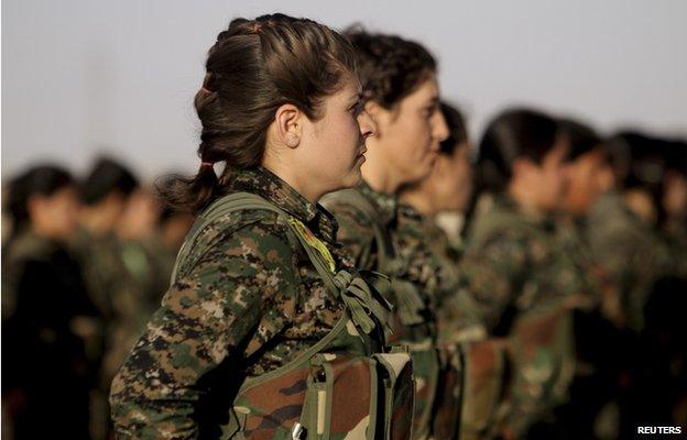 Kurdish female fighters on 3 March 2013