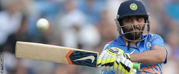 Ravindra Jadeja hit nine fours and two sixes in his quickfire 87 at the end of the India innings