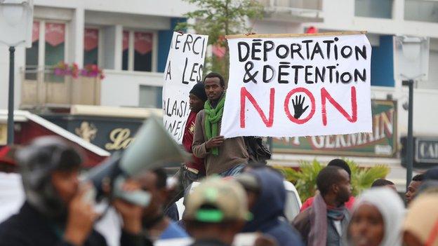 Protesters in Calais