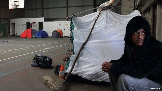 A disused gymnasium used as a shelter