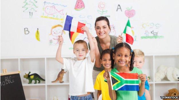 Children with flags