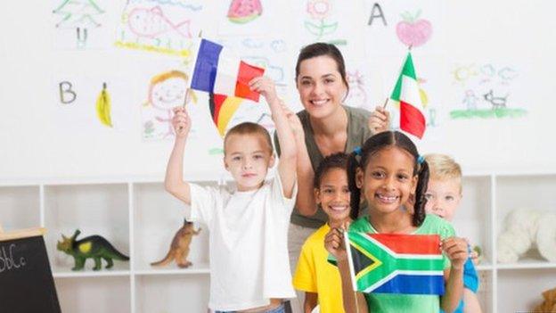 Children with flags