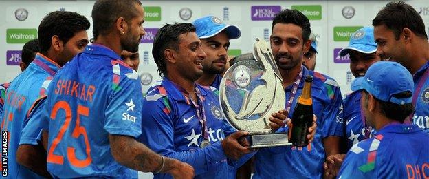 India with the one-day series trophy