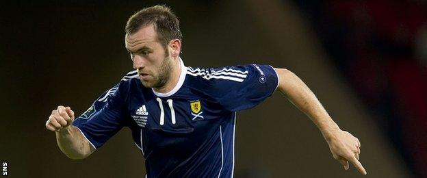 James McFadden playing for Scotland