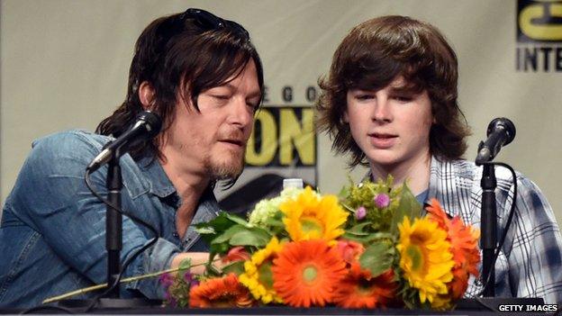 Walking Dead stars Norman Reedus and Chandler Riggs.