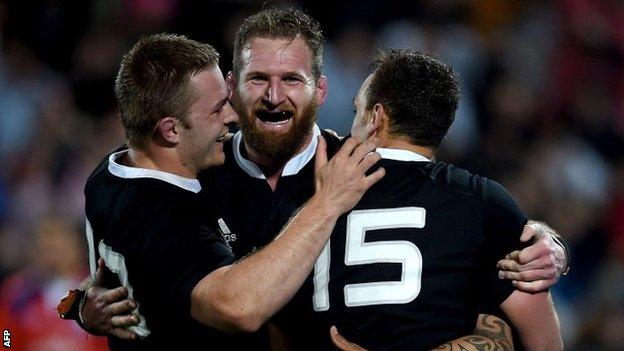 New Zealand trio Sam Cane, Kieran Reed and Israel Dagg celebrate