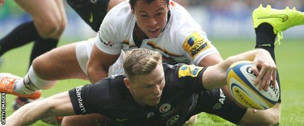 Chris Ashton scores Saracens' first try