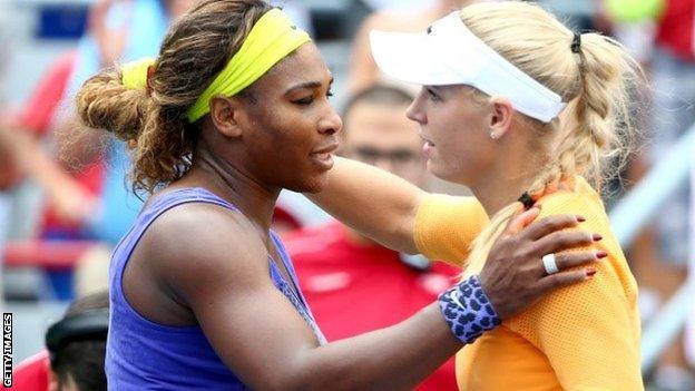 Serena Williams and Caroline Wozniacki