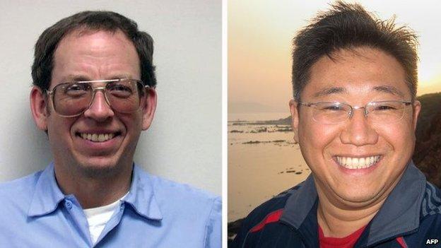 File photo: US citizens Jeffrey Fowle (left) and Kenneth Bae in handout photos obtained in June 2014 and October 2013