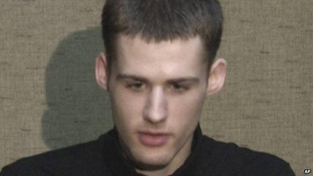 File photo: US citizen Matthew Miller speaks at an undisclosed location in North Korea, 1 August 2014