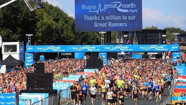 Mass start of the Great North Run