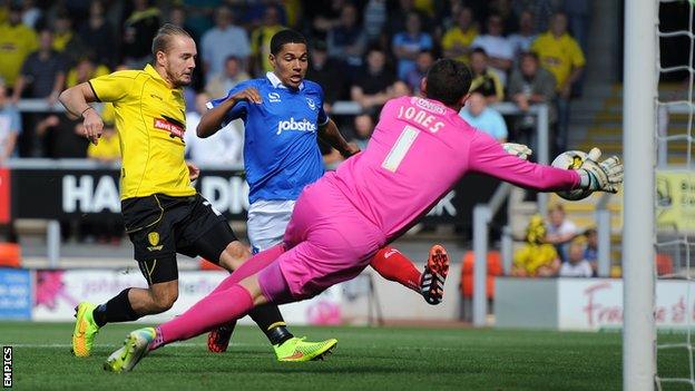 Adam McGurk scores the opener against Portsmouth