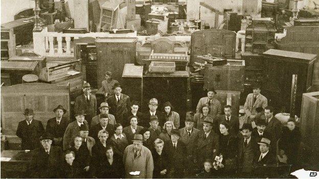 Jews gathered together in Novi Sad before being transported to a concentration camp