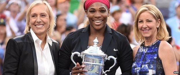 (From left to right) Martina Navratilova, Serena Williams, Chris Evert