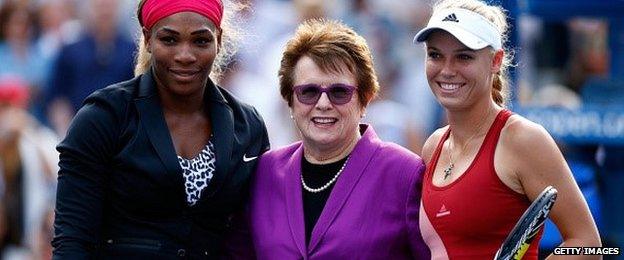 (From left to right) Serena Williams, Billie Jean King, Caroline Wozniacki