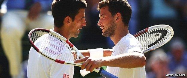 Novak Djokovic (left) with Grigor Dimitrov