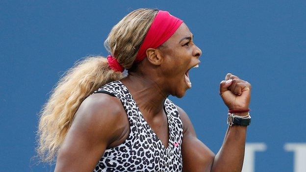 Serena Williams celebrate's her win at the US Open in America.