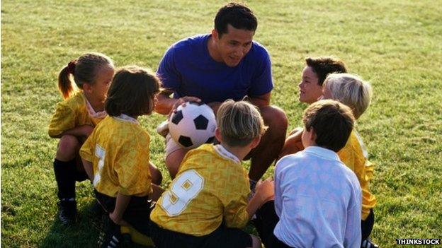 Primary school soccer lesson